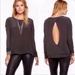 NWOT‎ Chaser Washed Silk Open Back Gray Top